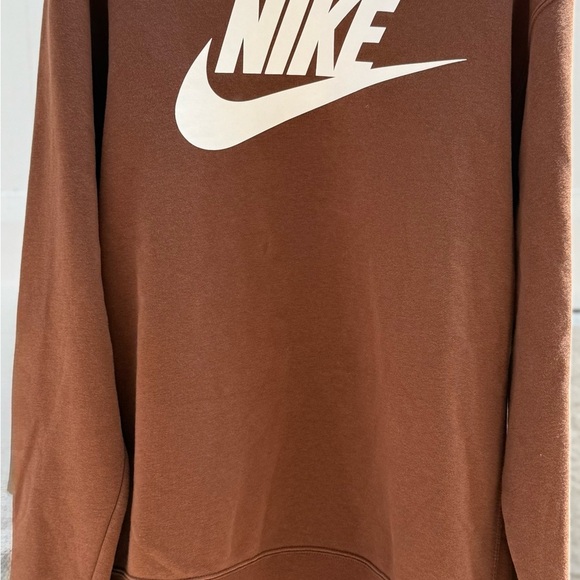 Nike Club Fleece Sweatshirt Brown Cacao Wow Logo Pullover Men’s Large (Tagged M) - Picture 3 of 9